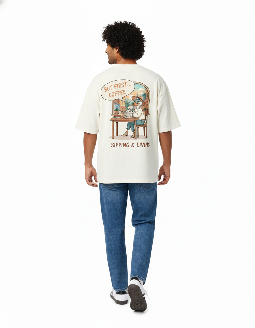 Sip Coffee Terry Oversized Tee